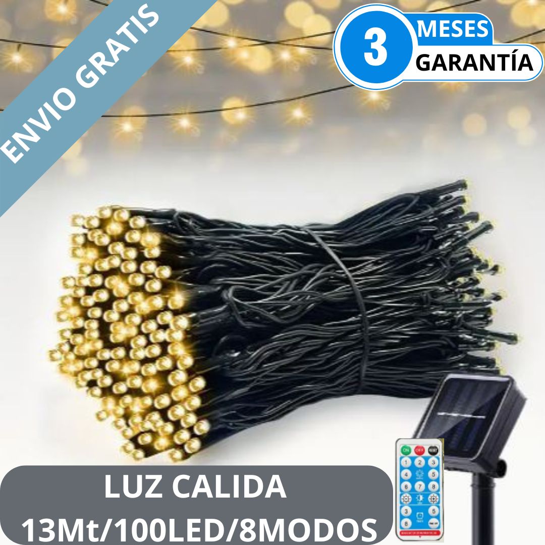 SolarGlow® Luz navideña Con Panel Solar 13 metros