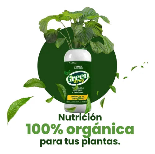 GREEN DROP – 2X1 FERTILIZANTE POTENCIADOR DE CRECIMIENTO INTENSIVO PARA PLANTAS Y JARDÍN